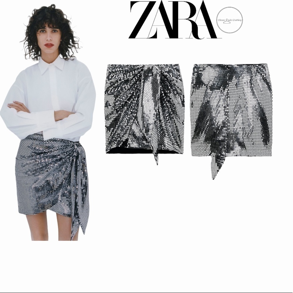 𝅺NWT ZARA Bloggers Fave Sparkly Knotted Skirt
